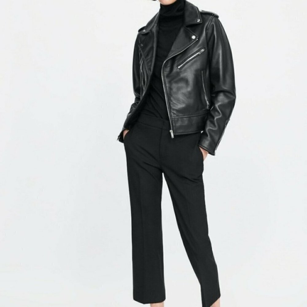 Zara Womens Black Cropped Trousers 2